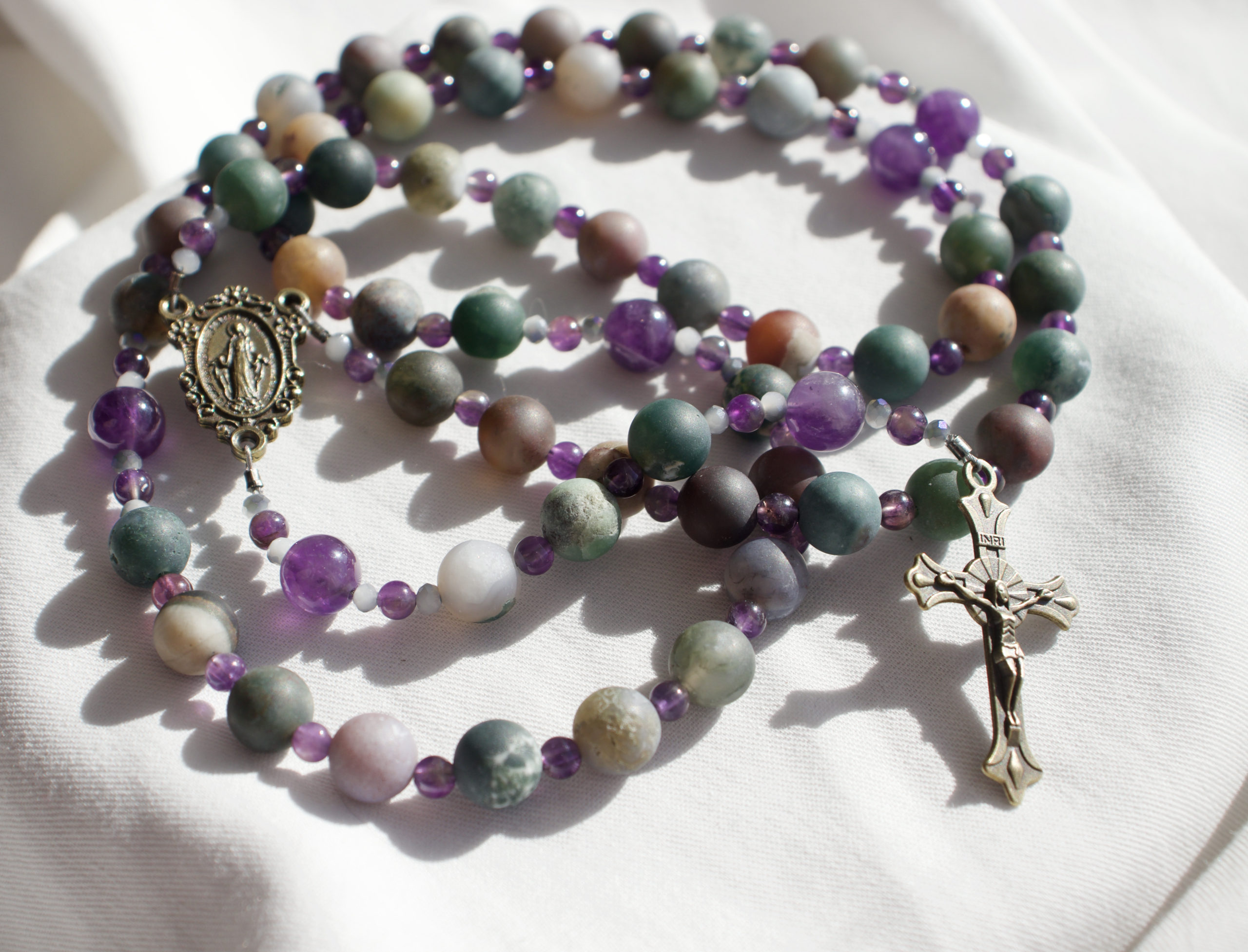 Multicolor Glass Bead Wire Rosary - Image 4