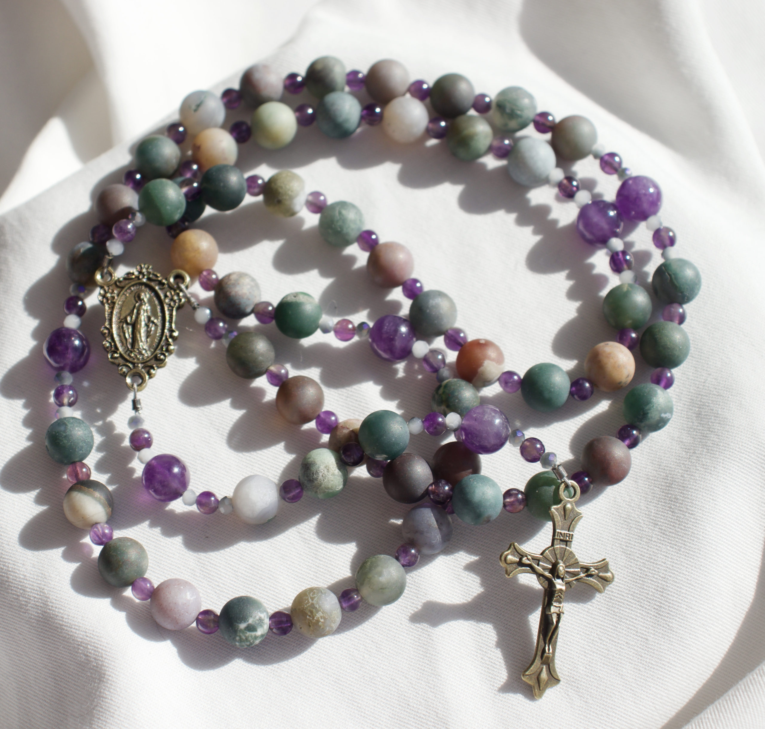 Multicolor Glass Bead Wire Rosary - Image 2