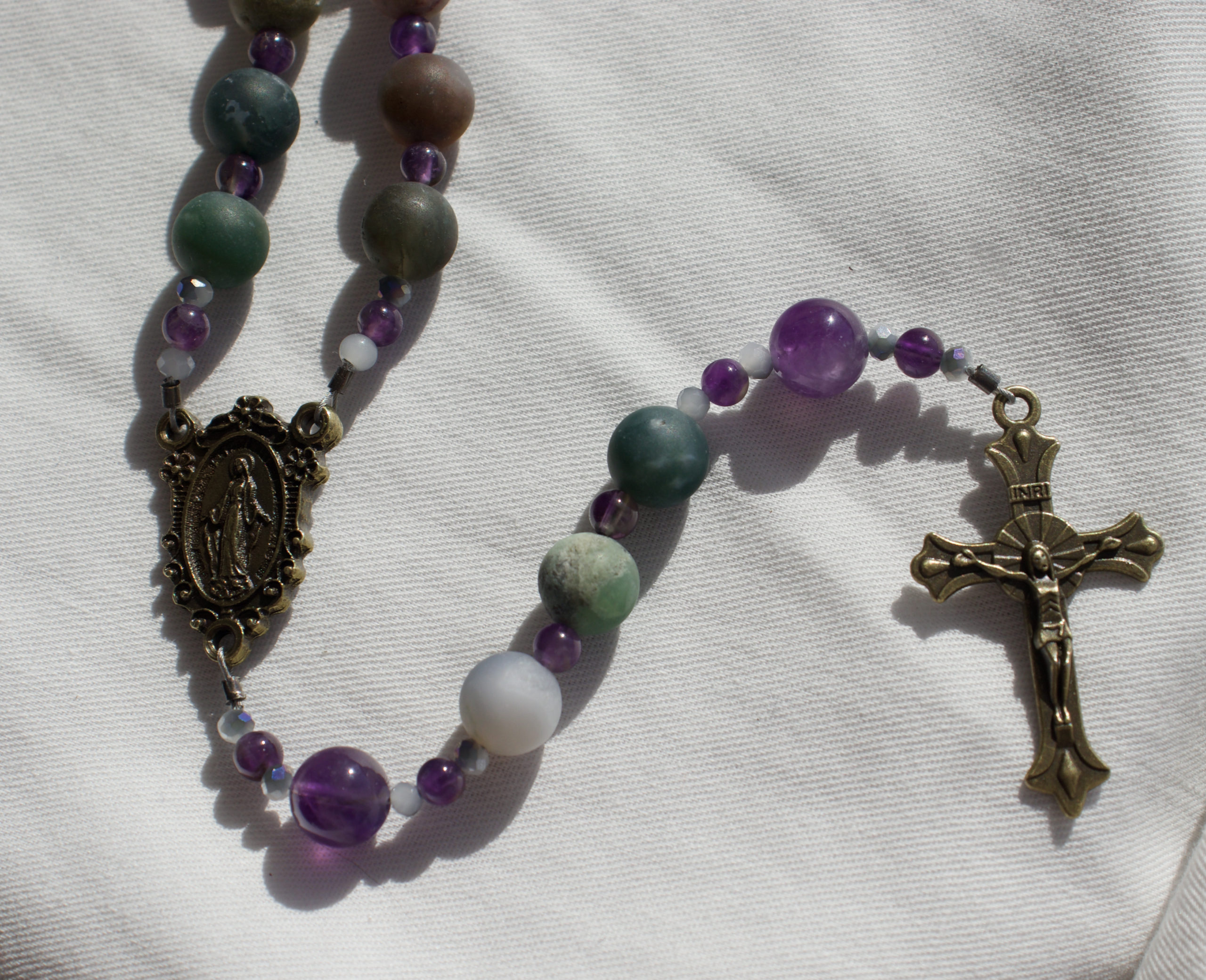 Multicolor Glass Bead Wire Rosary - Image 5
