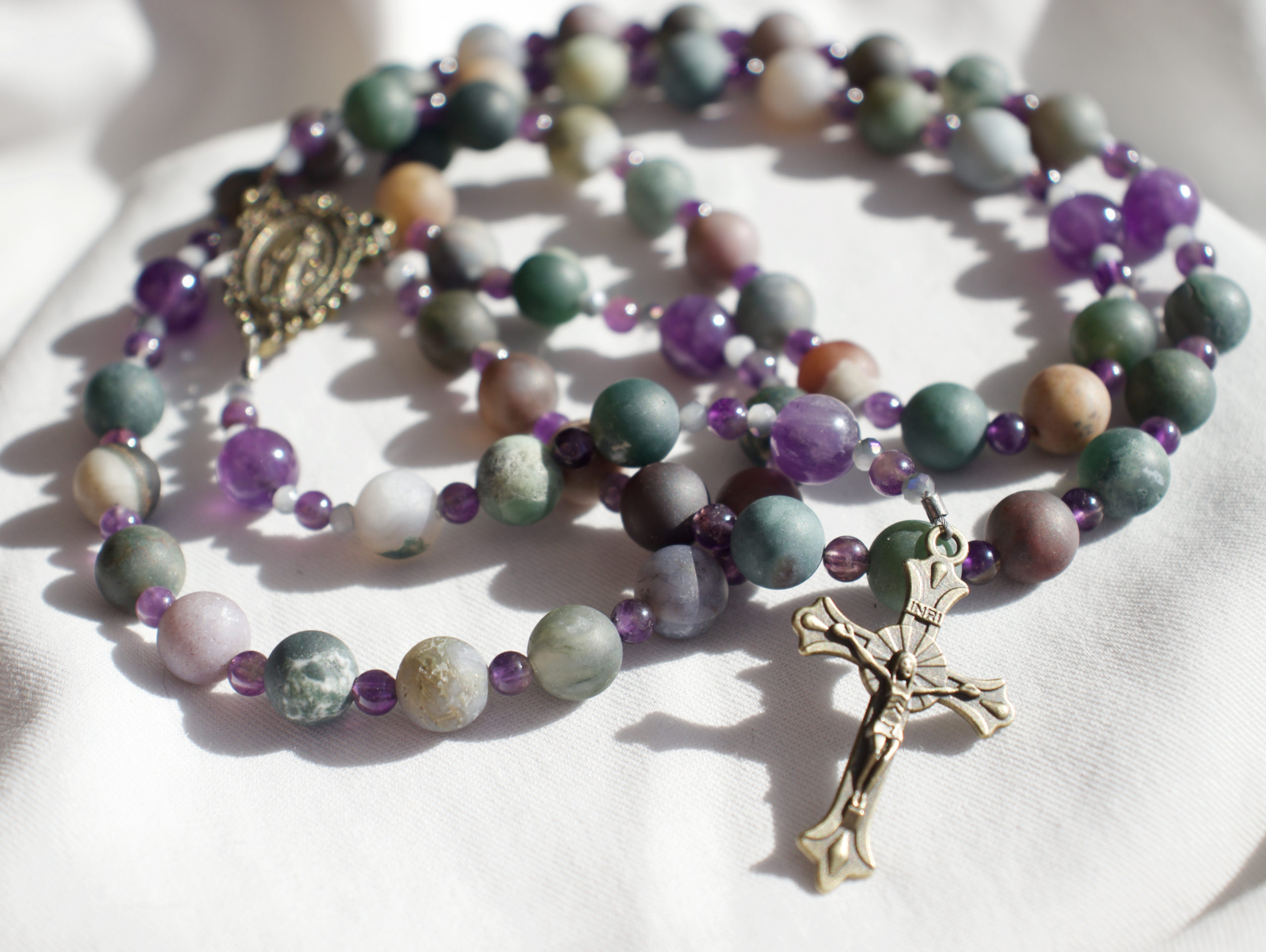 Multicolor Glass Bead Wire Rosary