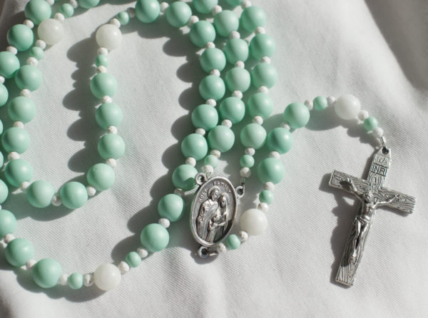 Mint Green Matte Bead Wire Rosary - Image 3