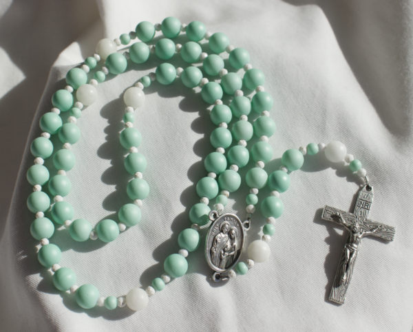 Mint Green Matte Bead Wire Rosary
