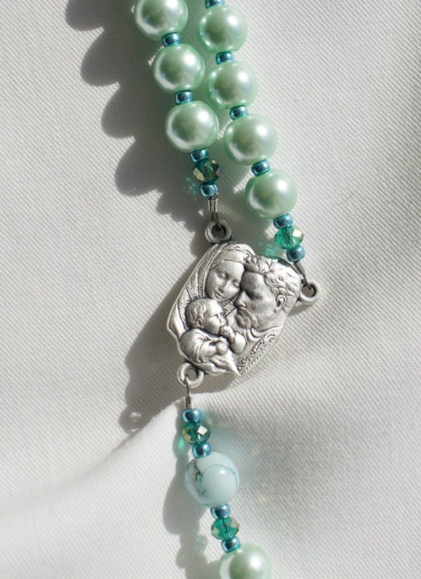 Green Pearl Wire Rosary - Image 8