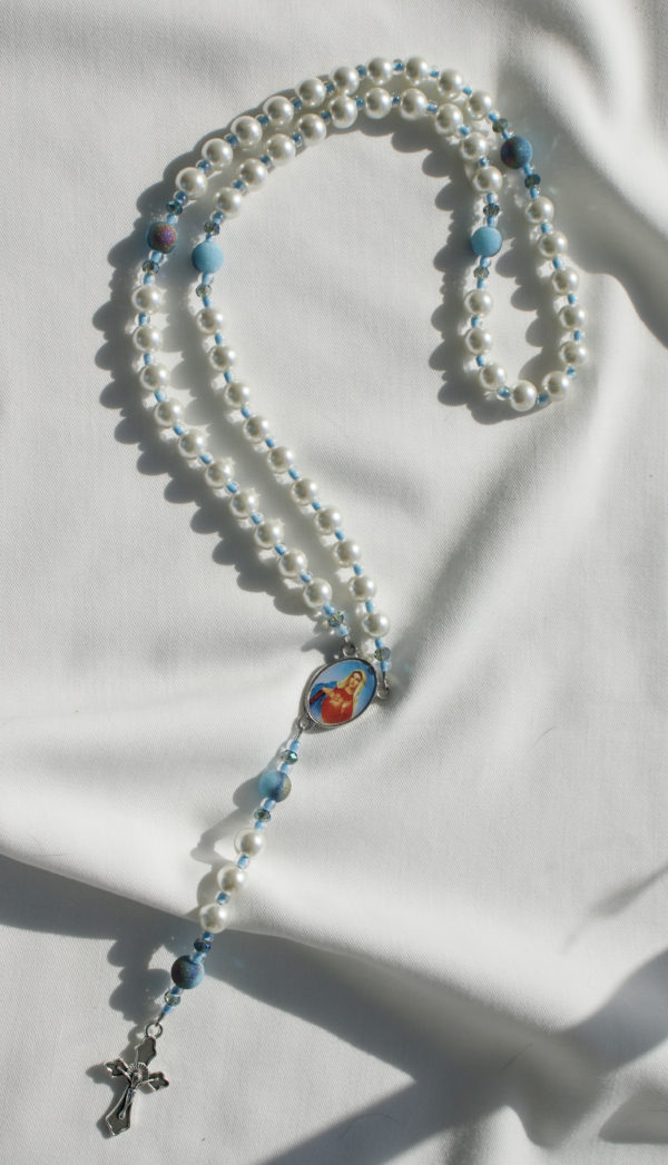 White  Pearl Wire Rosary