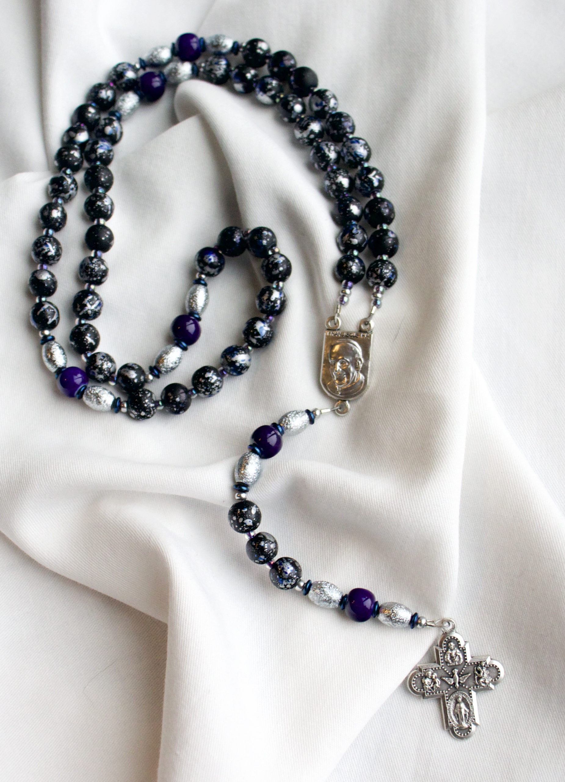 Blue, Black and Silver Wire Rosary - Image 11