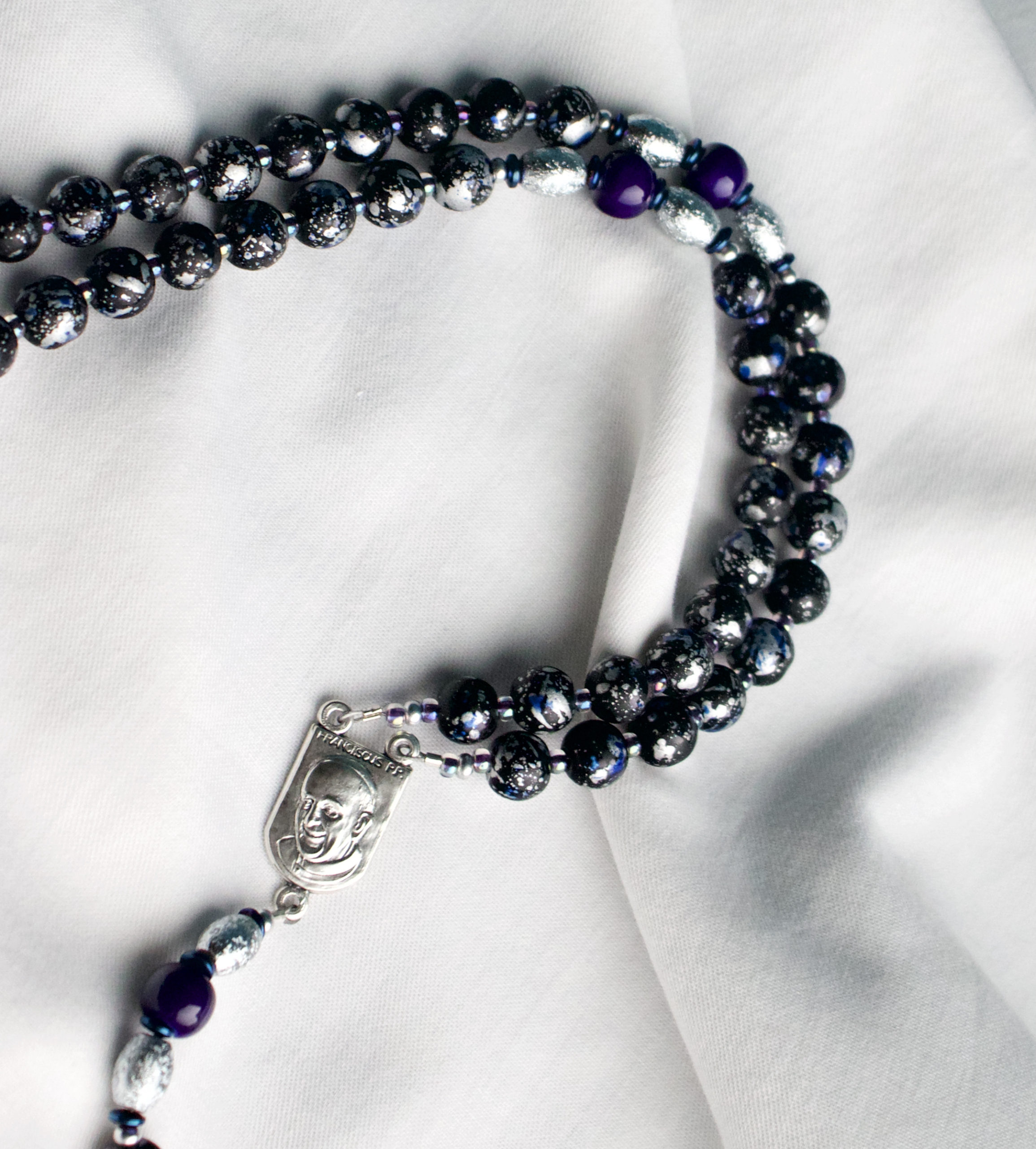 Blue, Black and Silver Wire Rosary - Image 8