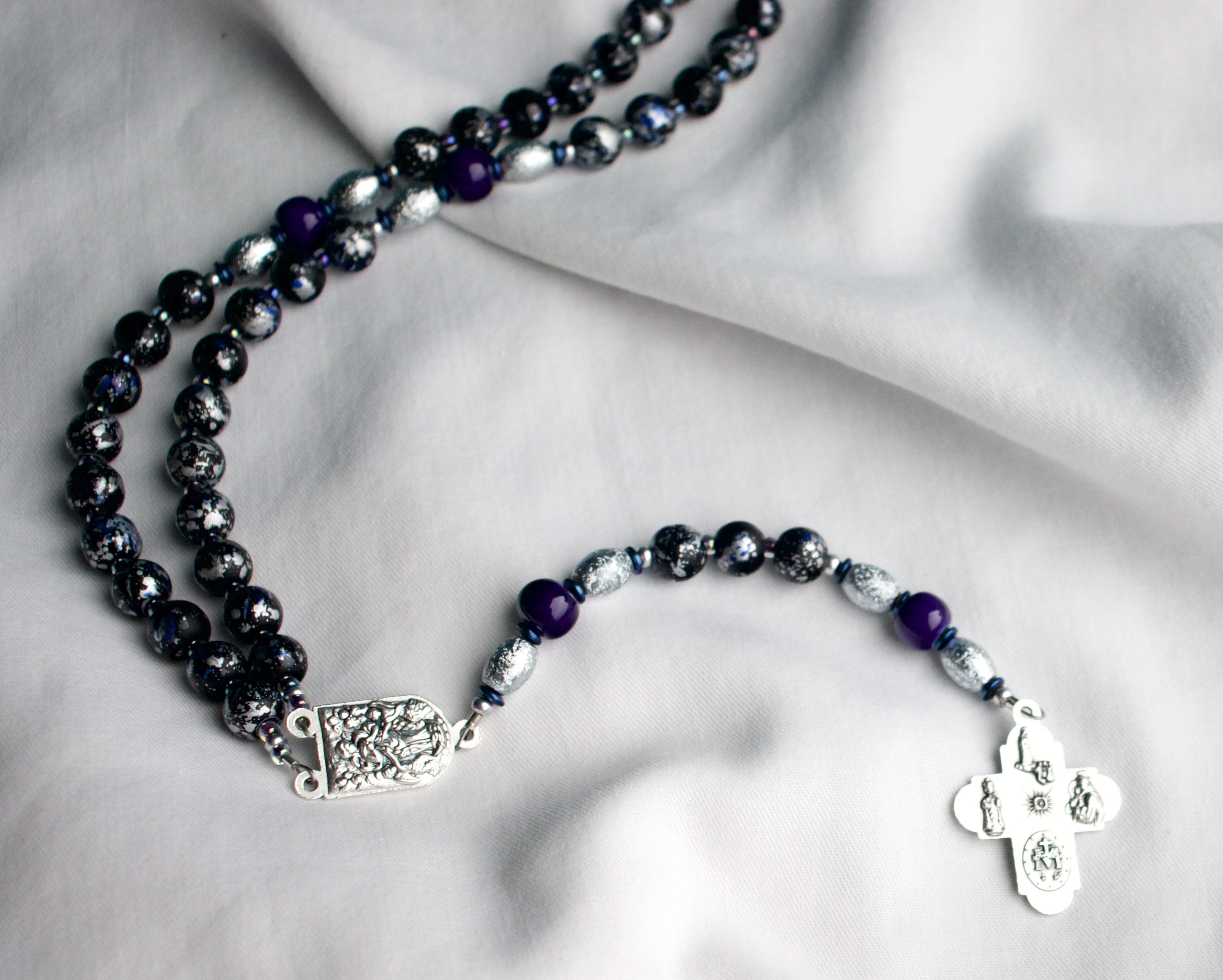 Blue, Black and Silver Wire Rosary - Image 5