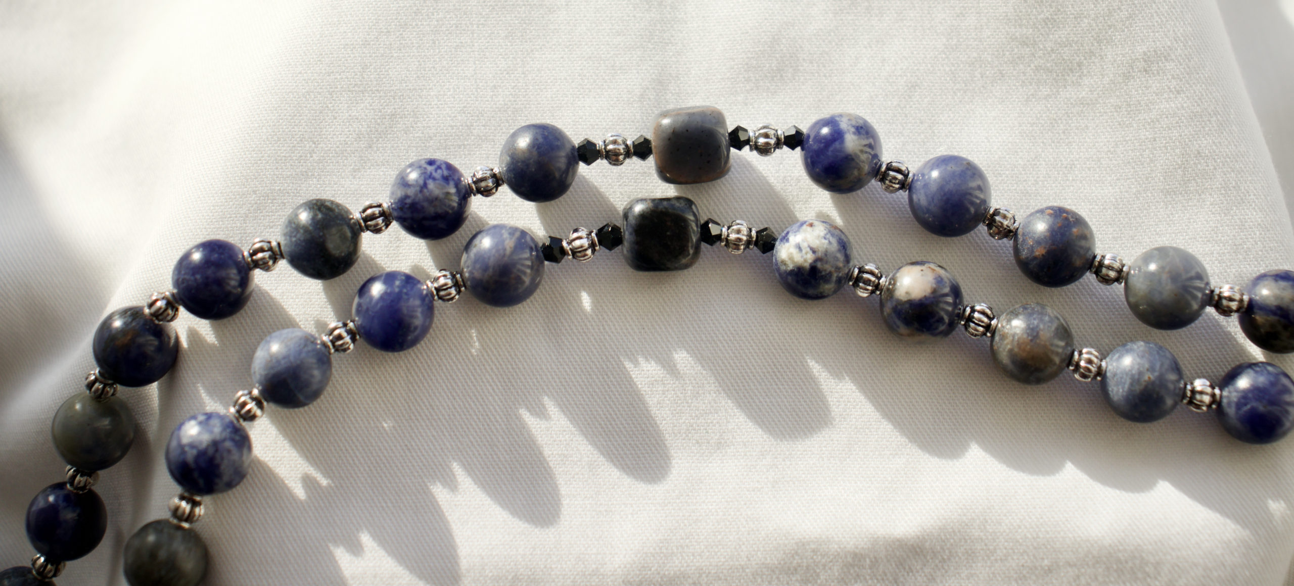 Blue Glass Bead Wire Rosary - Image 4