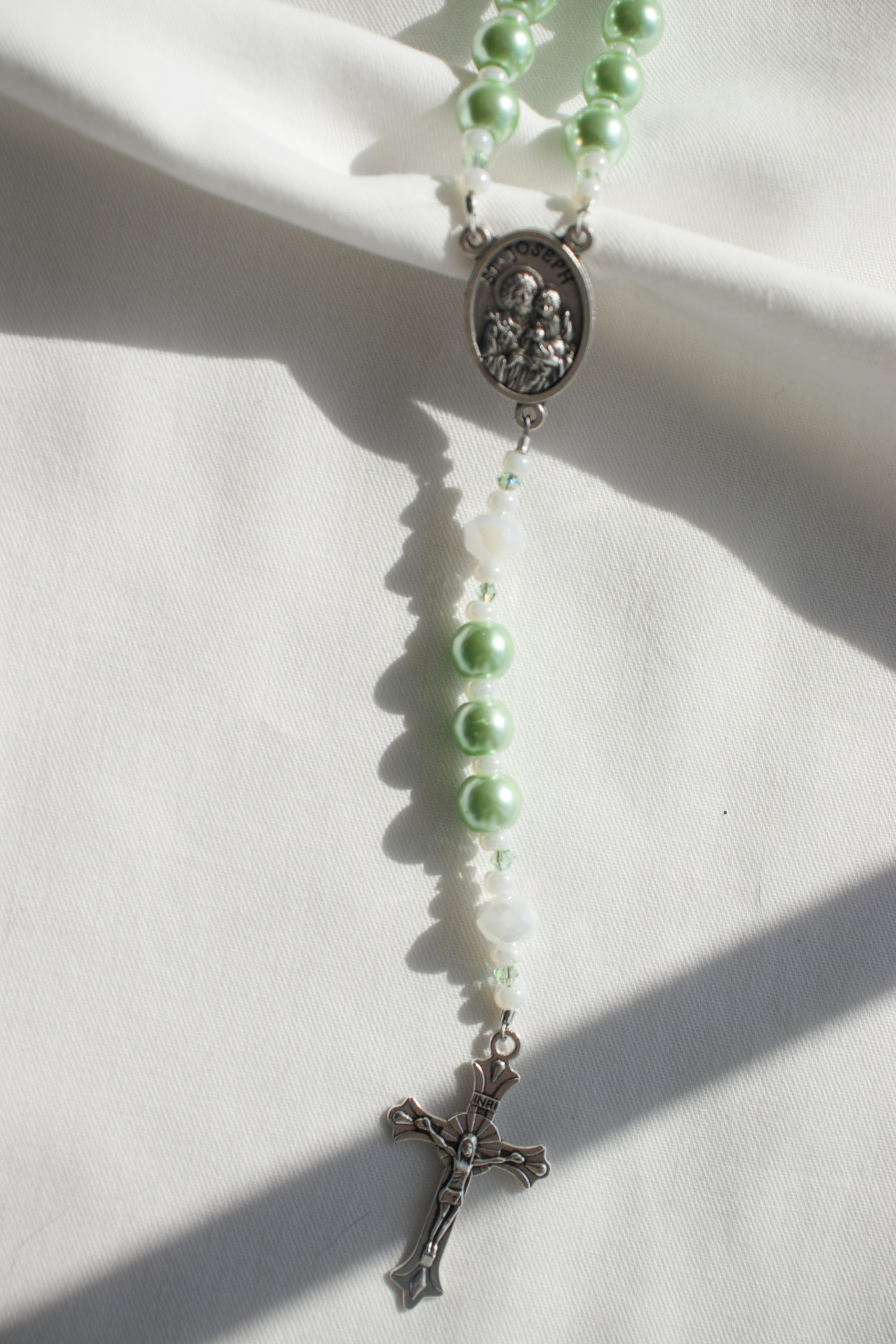 Green Pearl Wire Rosary - Image 3