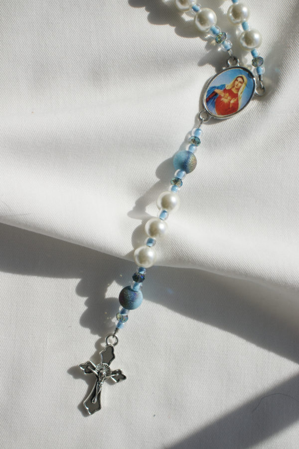 White  Pearl Wire Rosary - Image 4