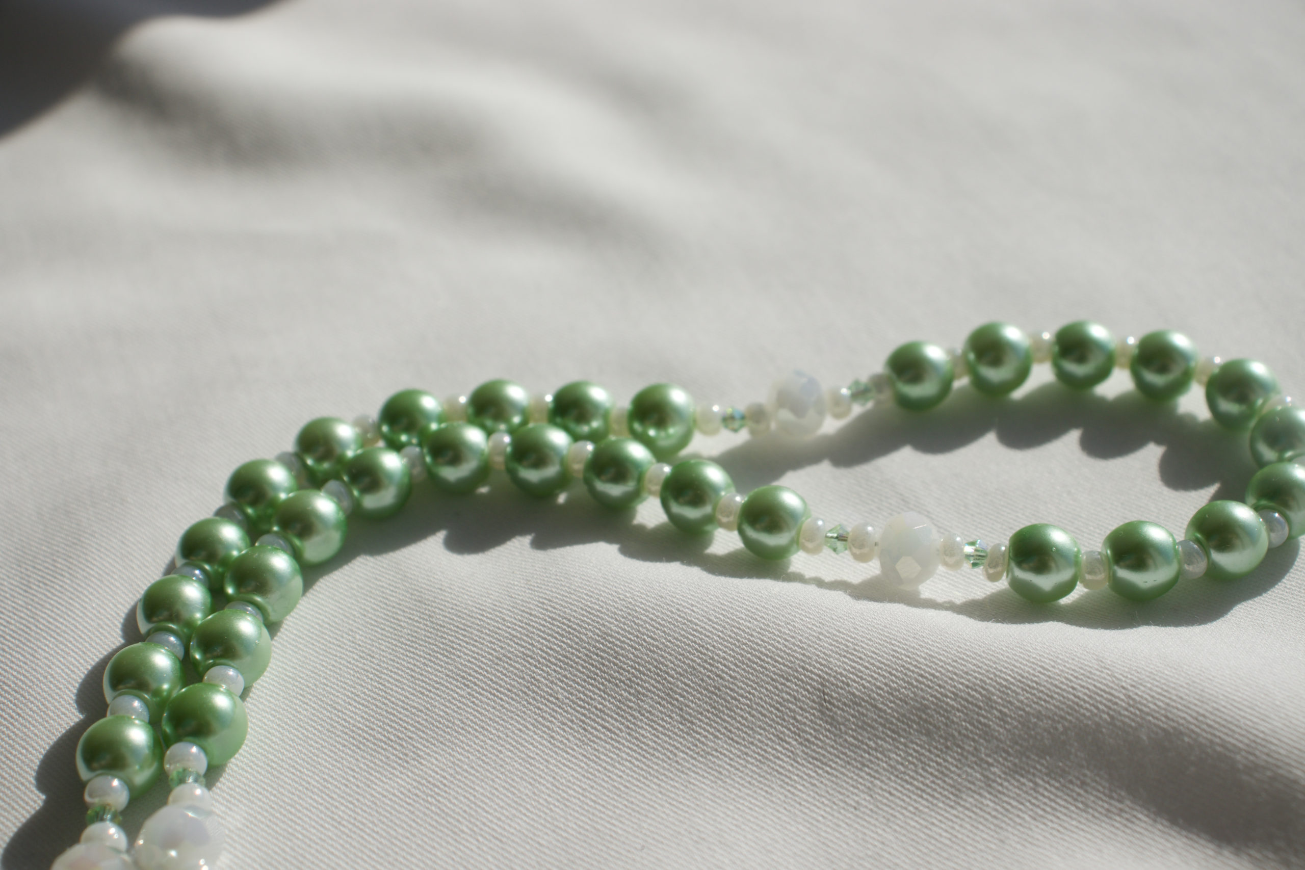 Green Pearl Wire Rosary - Image 7