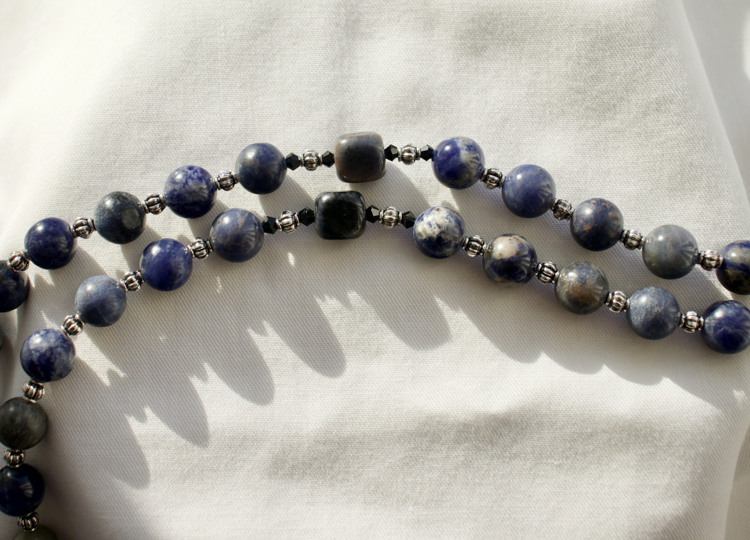 Blue Glass Bead Wire Rosary - Image 3