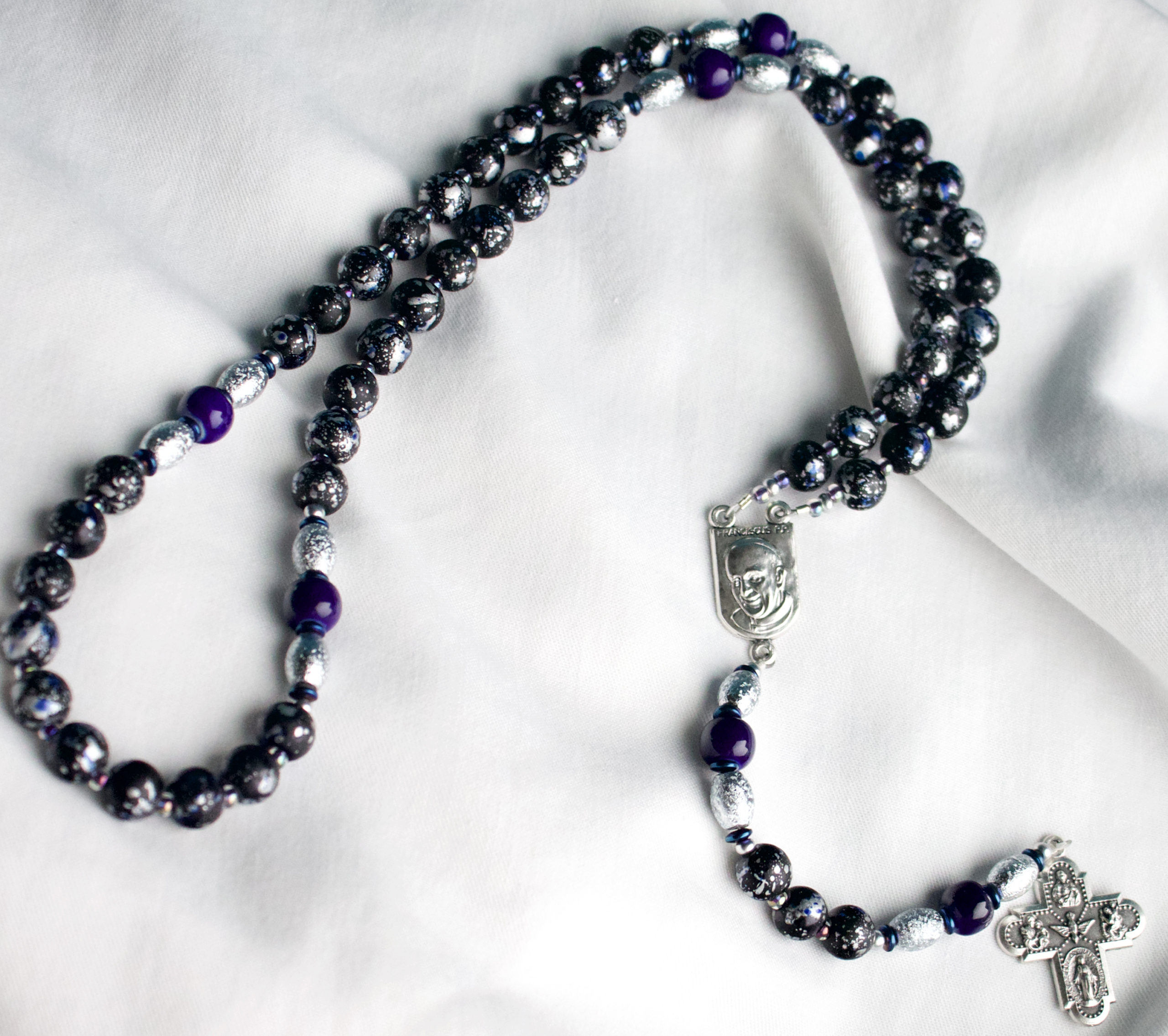 Blue, Black and Silver Wire Rosary - Image 9