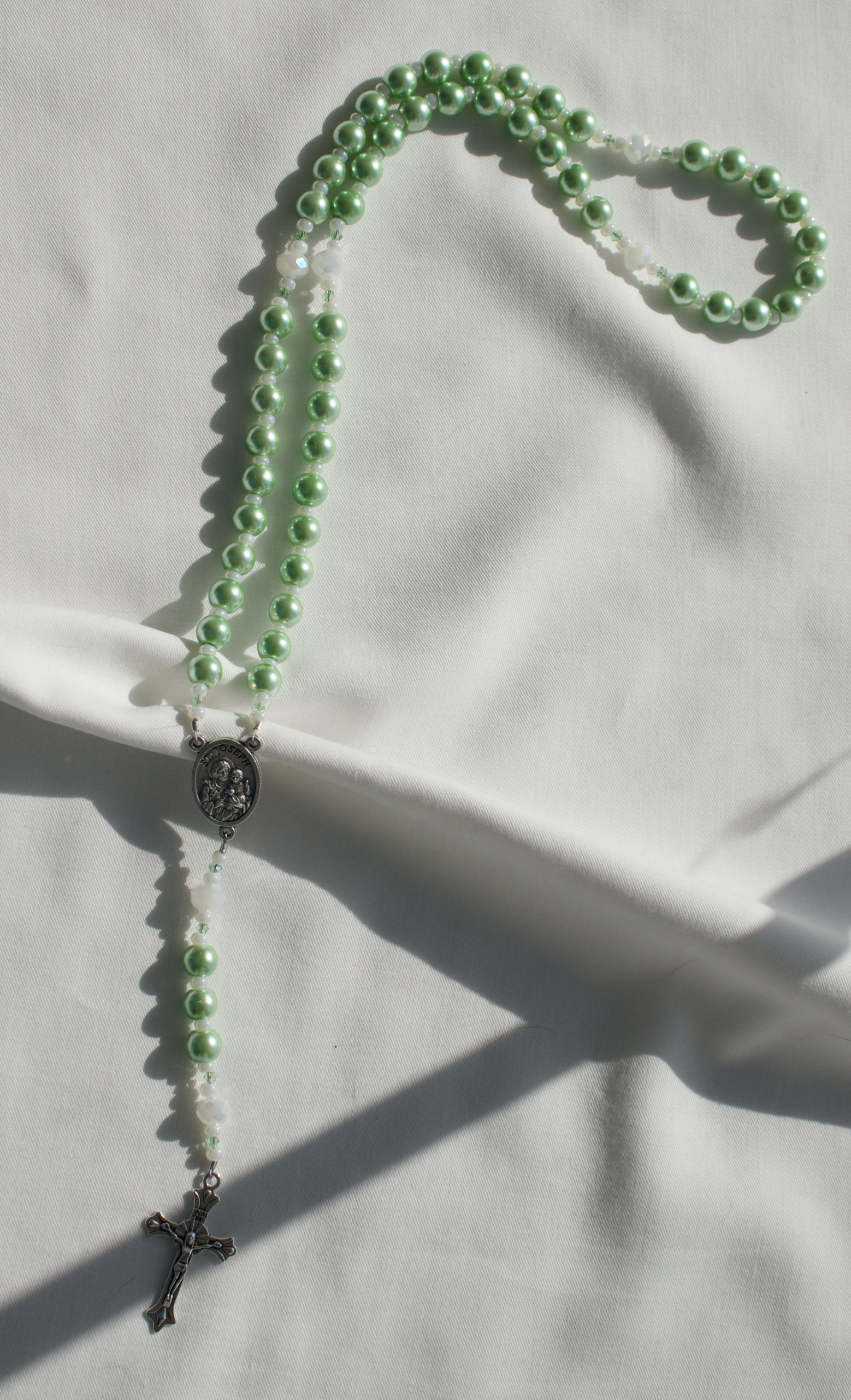 Green Pearl Wire Rosary