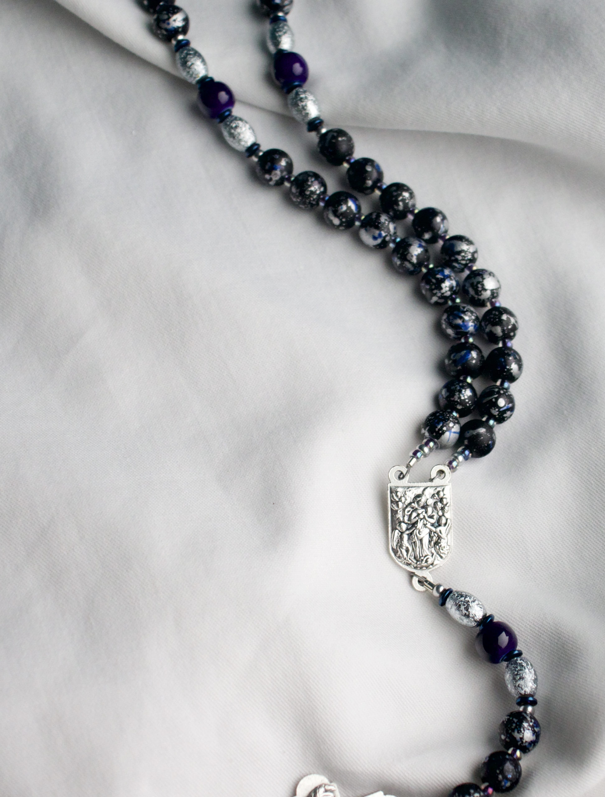 Blue, Black and Silver Wire Rosary - Image 6