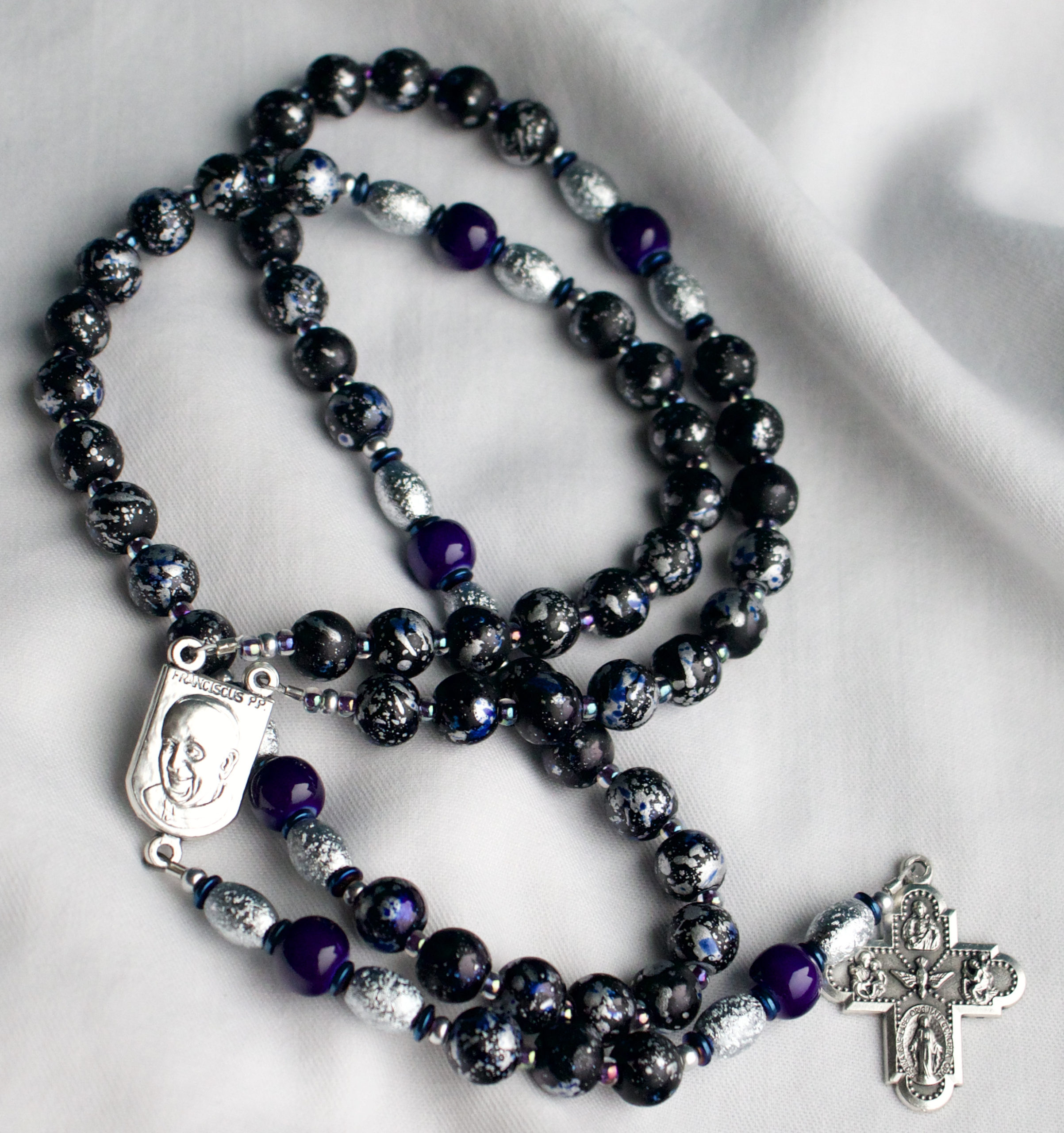 Blue, Black and Silver Wire Rosary