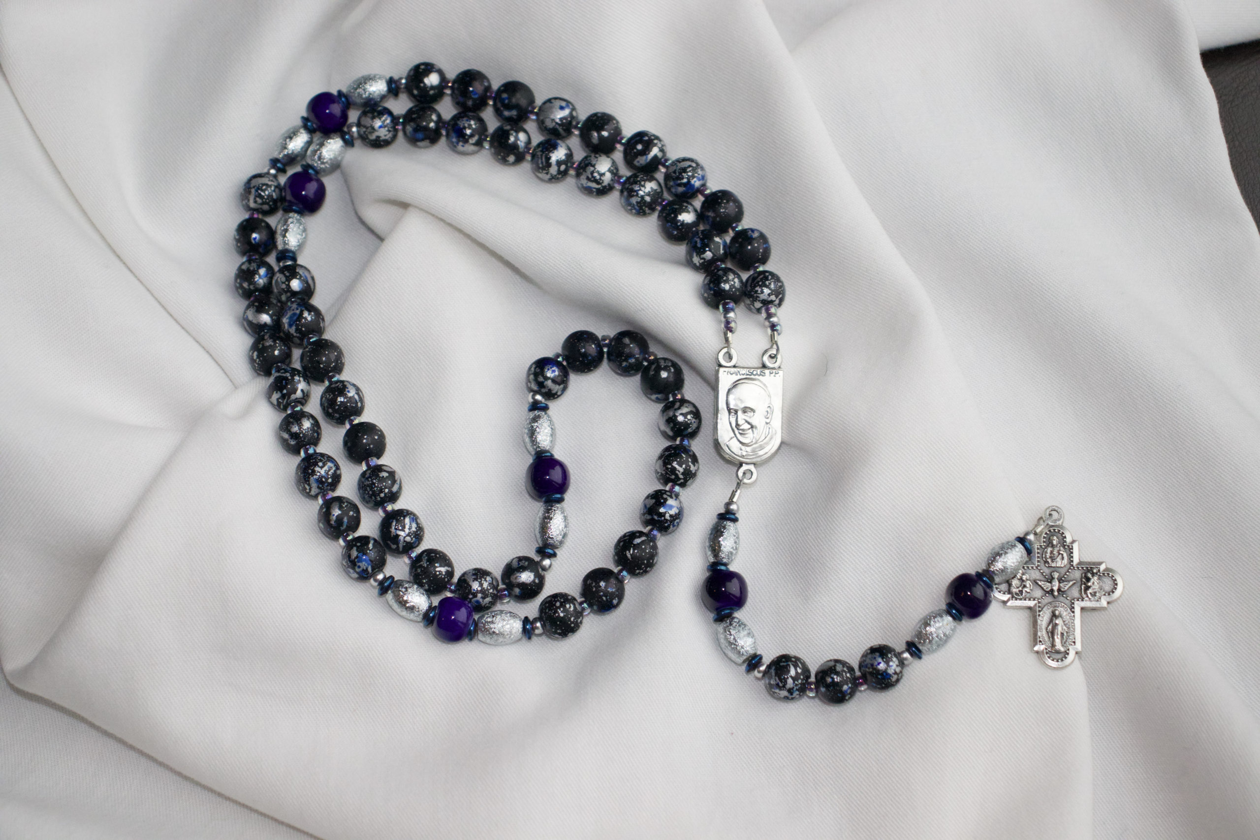 Blue, Black and Silver Wire Rosary - Image 10