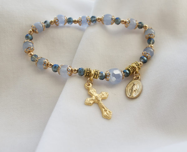 Blue Wire Rosary Bracelet - Image 6