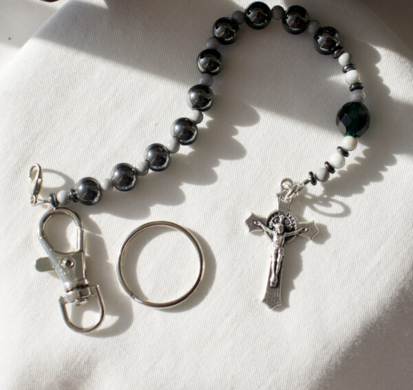 Gray Hematite Keychain Rosary