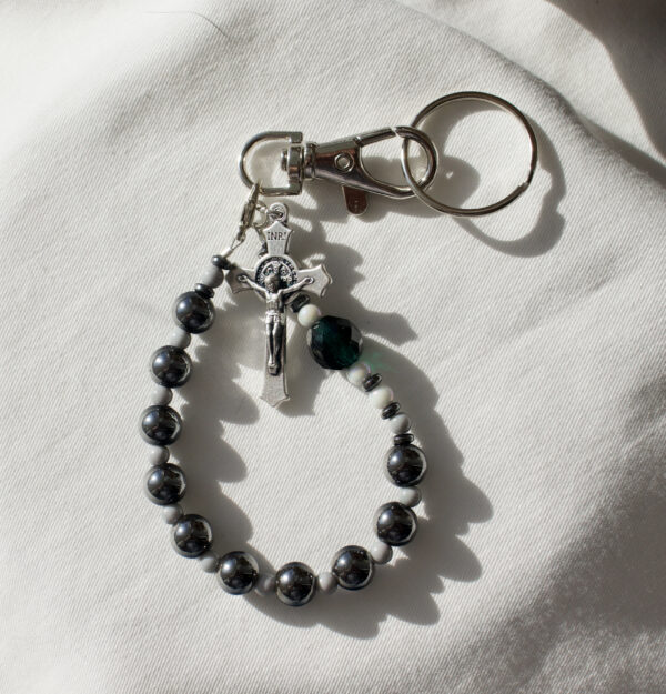 Gray Hematite Keychain Rosary - Image 3