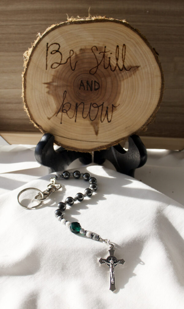 Gray Hematite Keychain Rosary - Image 7