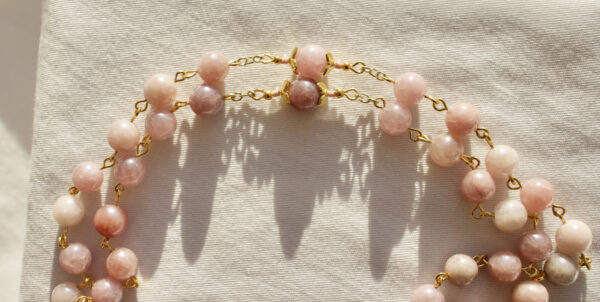 Sunstone Glass Bead Chain Rosary - Image 4