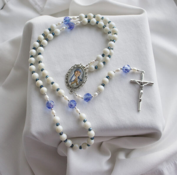 White Bead Wire Rosary - Image 6