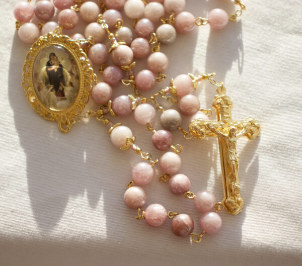 Sunstone Glass Bead Chain Rosary - Image 5