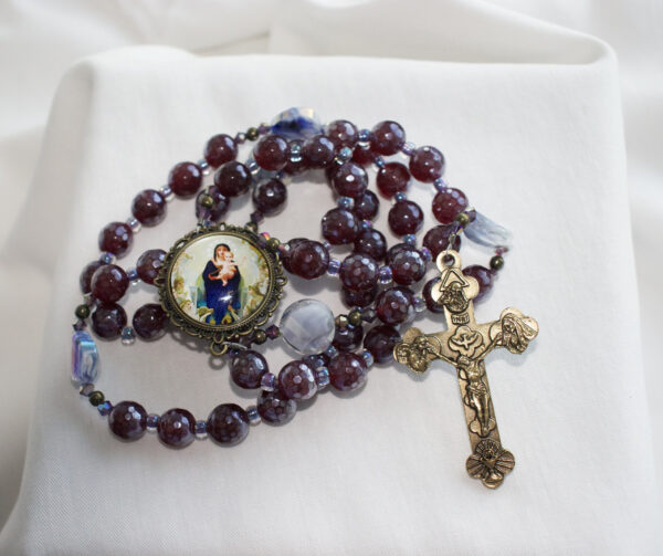 Purple Faceted Glass Wire Rosary