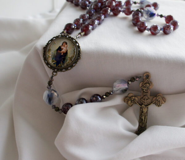 Purple Faceted Glass Wire Rosary - Image 3