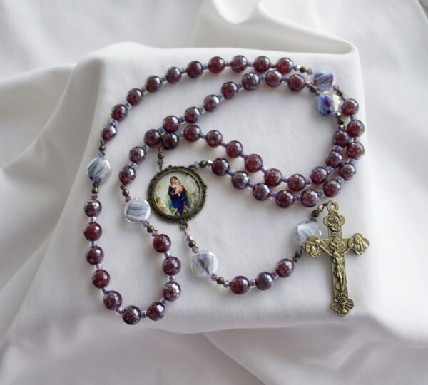 Purple Faceted Glass Wire Rosary - Image 6