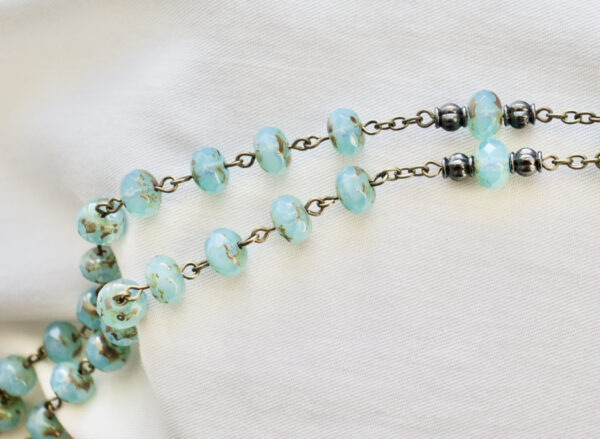 Turquoise Glass Bead Rosary - Image 3