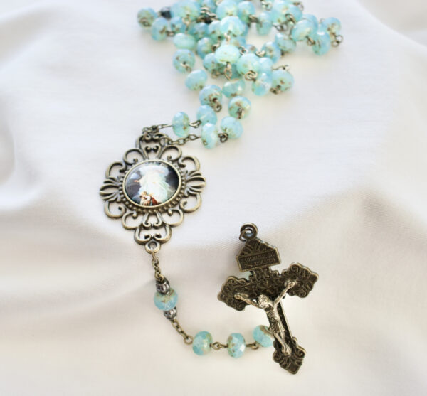 Turquoise Glass Bead Rosary - Image 4