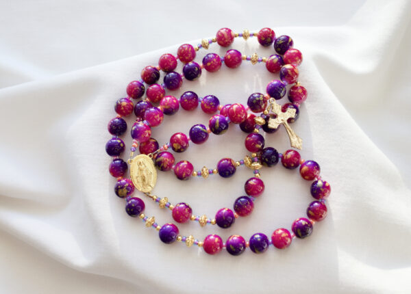 Pink and Purple Wire Rosary - Image 5