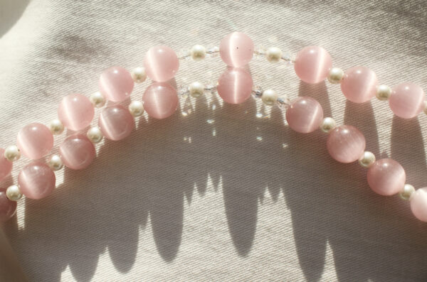 Pink Cat's Eye Wire Rosary - Image 6