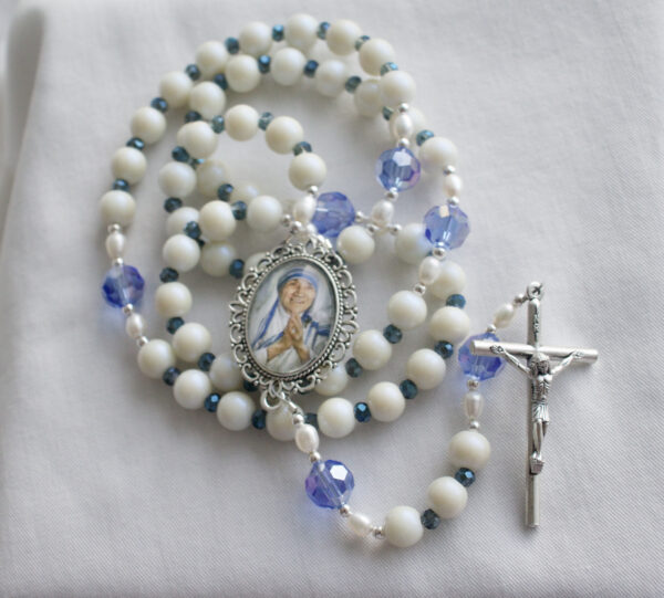 White Bead Wire Rosary