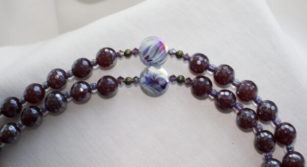 Purple Faceted Glass Wire Rosary - Image 5