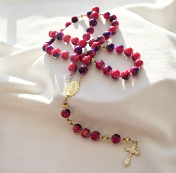 Pink and Purple Wire Rosary