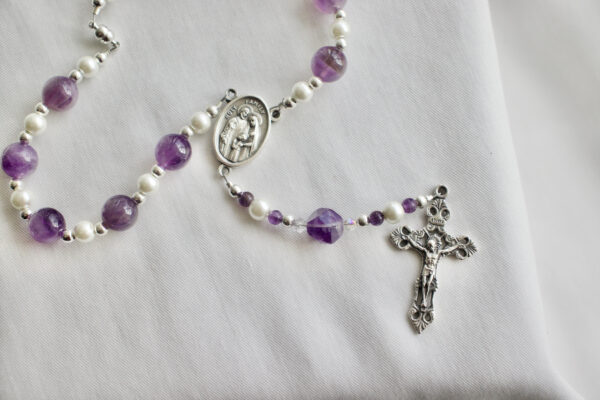 Purple and White Car Rosary - Image 3