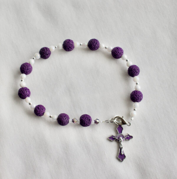 Purple Lava Bead Keychain Rosary - Image 4