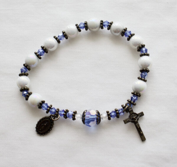 Gray and Blue Rosary Bracelet - Image 3