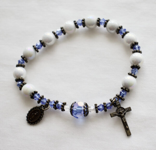 Gray and Blue Rosary Bracelet