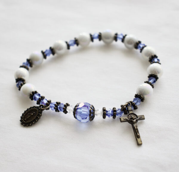 Gray and Blue Rosary Bracelet - Image 4